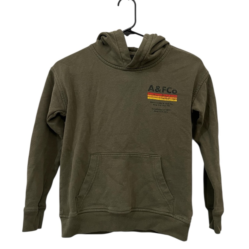 Abercrombie Kids Olive Graphic Hoodie A&F Co Sunset Back Print
